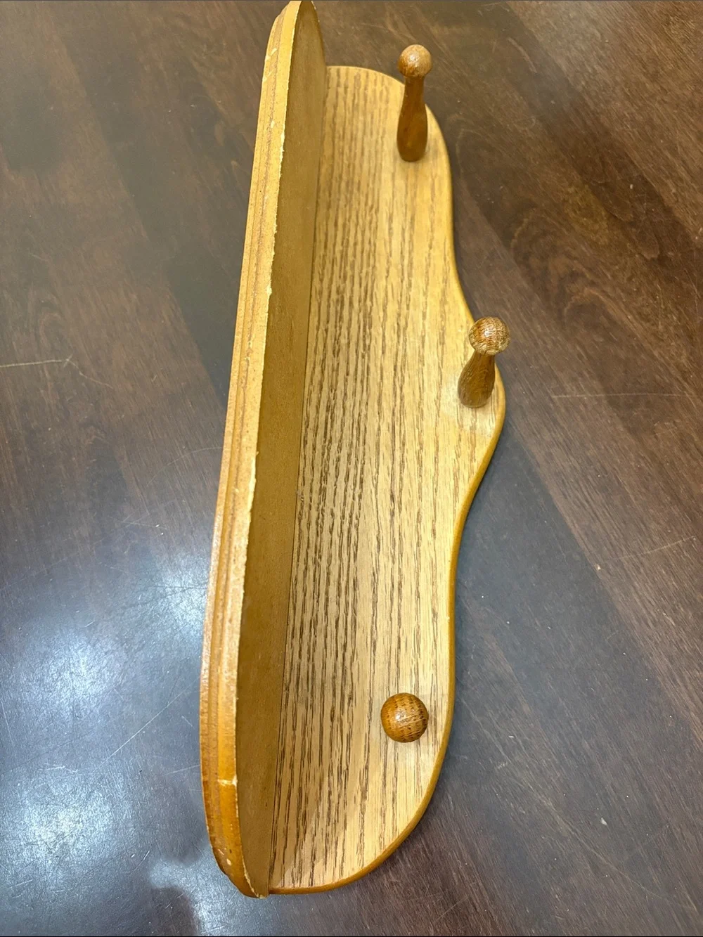 Wall Shelf with Three Pegs - Light Oak
